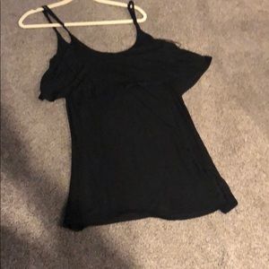 Black mini flowy dress.